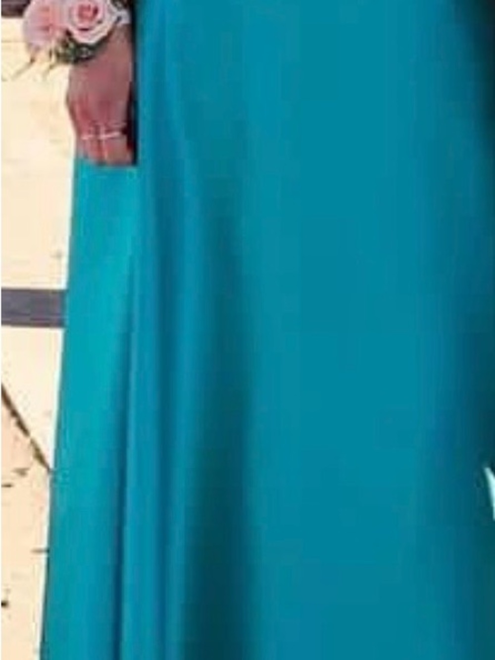 A-Line Satin Prom Skirt in Teal - Picture 2 of 11